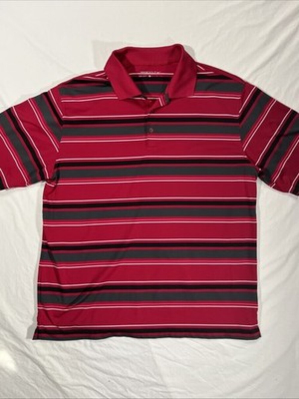 Nike Dri-Fit Men’s Golf Polo, Red Striped, Size Large